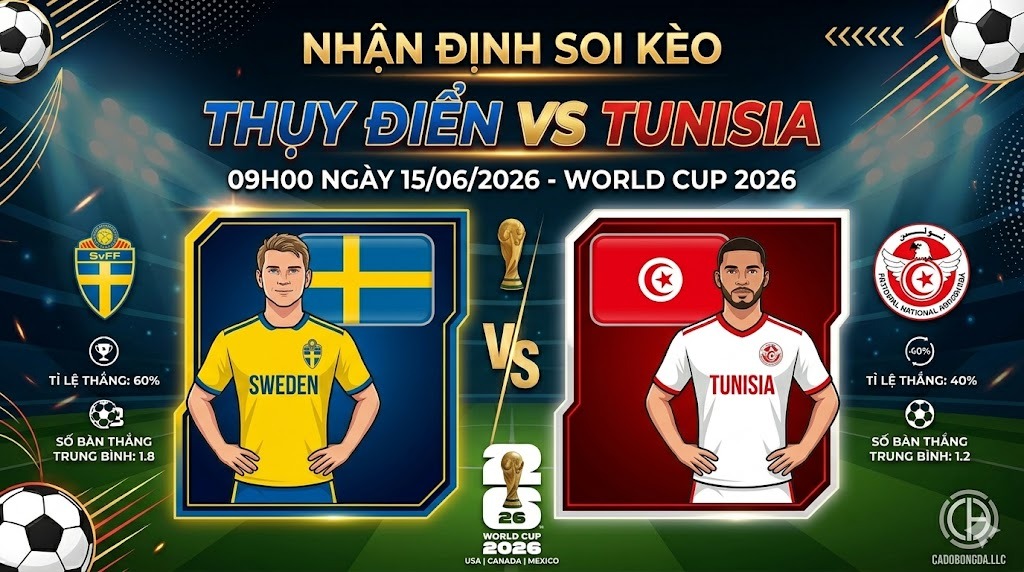 Nhận định soi kèo Thụy Điển vs Tunisia 09h00 ngày 15/06/2026 – World Cup 2026