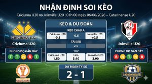 Nhận định soi kèo Criciuma U20 vs Joinville U20 01h 00 ngày 06/06/2026 – Catarinense U20